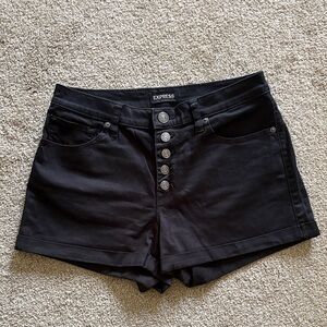 Express Black Button-Front Jean Shorts - Size 8